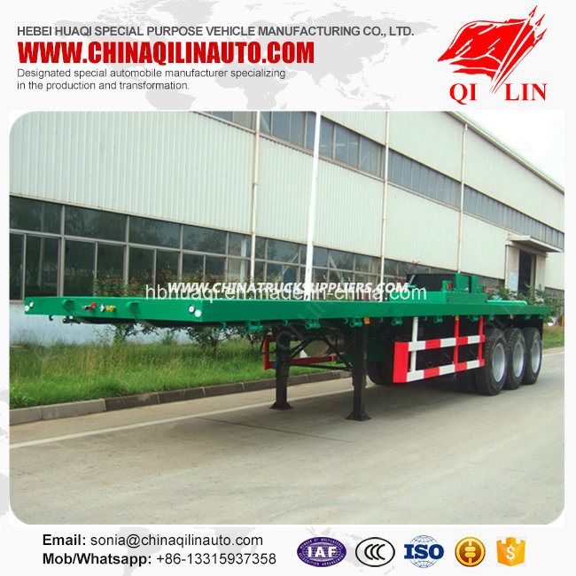 40 Feet Tridem Flatbed Container Semi Trailer Specification 