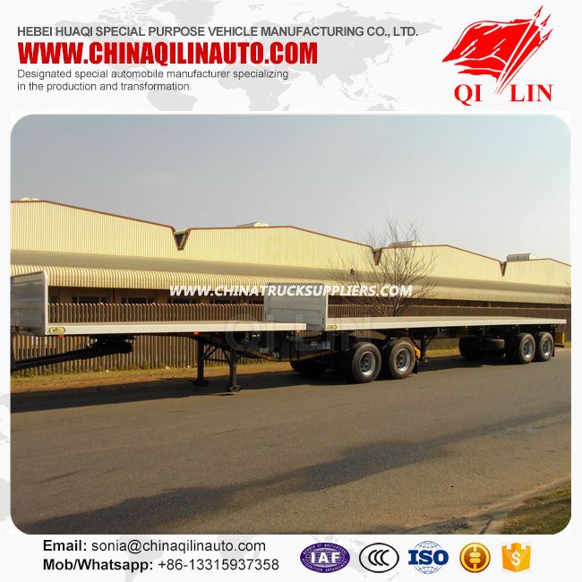 2 Axle Interlink Flatbed Truck Semi Trailer with Fifth Wheel 