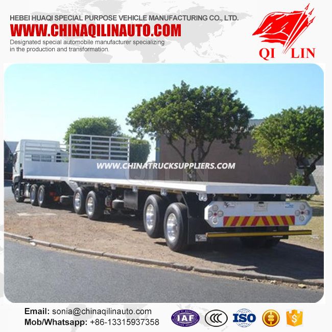 2 Axle Flat Deck Container Truck Surperlink Semi Trailer 