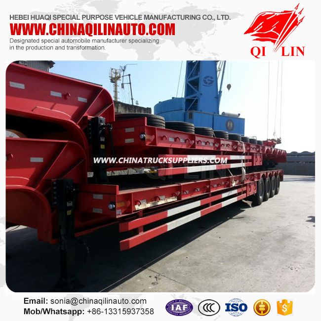 4 Axles Low Bed Truck Trailers for Excavator Transportation 