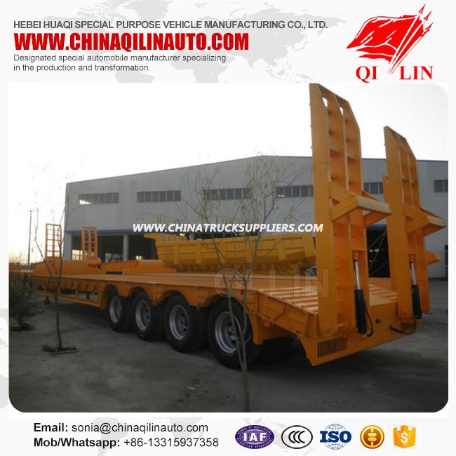 Four Axles Hydraulic Low Bed Truck Trailer 