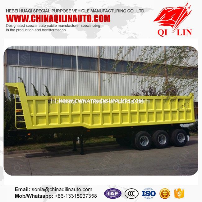 3 Axles 60 Tons Hydraulic Cylinder Dump Semi Trailer 