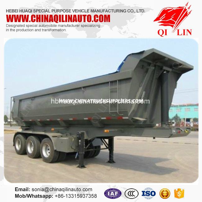 Rear Dumper Semi Trailer for Construction Materials Transport 