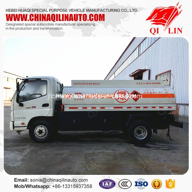 Foton 4X2 5000 Liters Oil Tanker Truck for Africa Market 