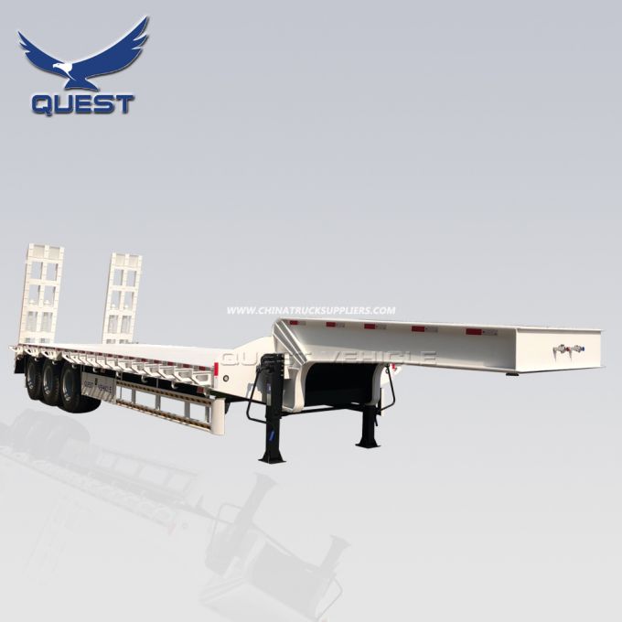 Quest 3 Axle Low Bed Trailer 80 Tons Extendable Lowboy Loader Lowbed Truck Semi Trailer for Africa 