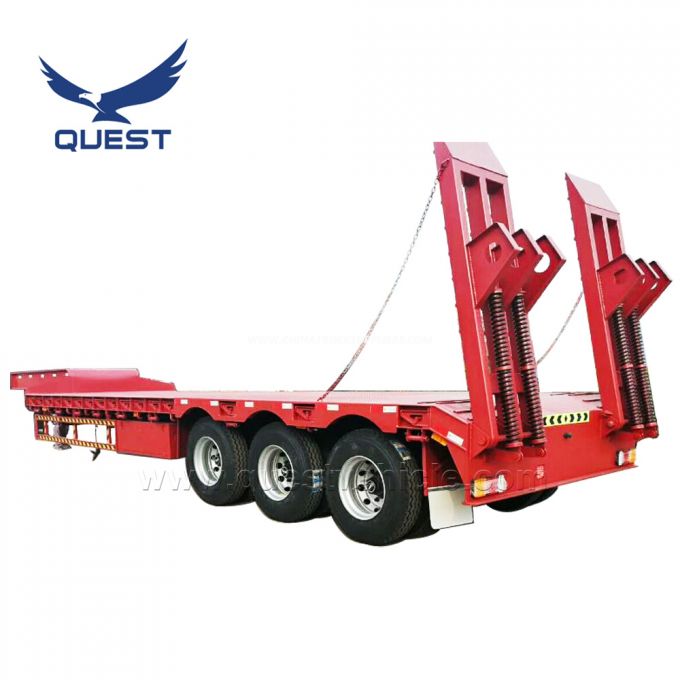 Excavator Transport 3 Axles 60 Tons Low Bed Semi Trailer, Low Loader Truck Trailer 