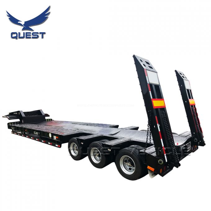 60 Ton Hydraulic Ramp Extendable Truck Low Bed Trailer 