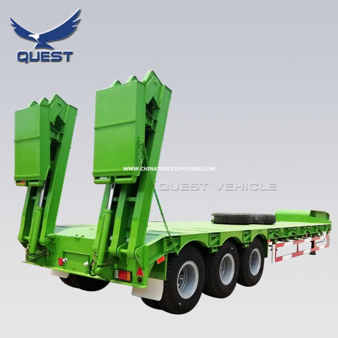 50tons Excavator Transport Hydraulic Ramp Lowbed Semi Trailer Lowboy Trailer 