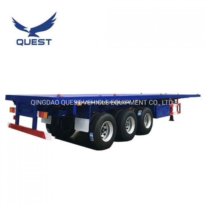 Quest Tractor 40 Feet Flatbed Container Semi Trailer for Sale 