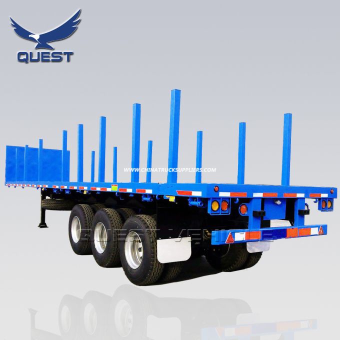 50 Tons Timber Transport Flat Bed Semi Trailer with Bolster 