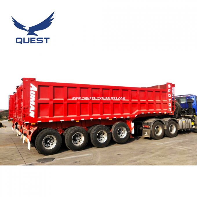 Sand Delivery 80 Tons 4 Axles Tipper Semi Trailer 