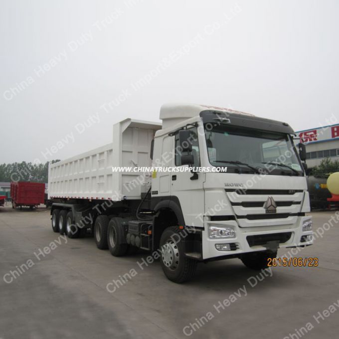 Diesel Engines 420horsepower HOWO Tractor with 3 Axles Tipper Semi-Trailer 