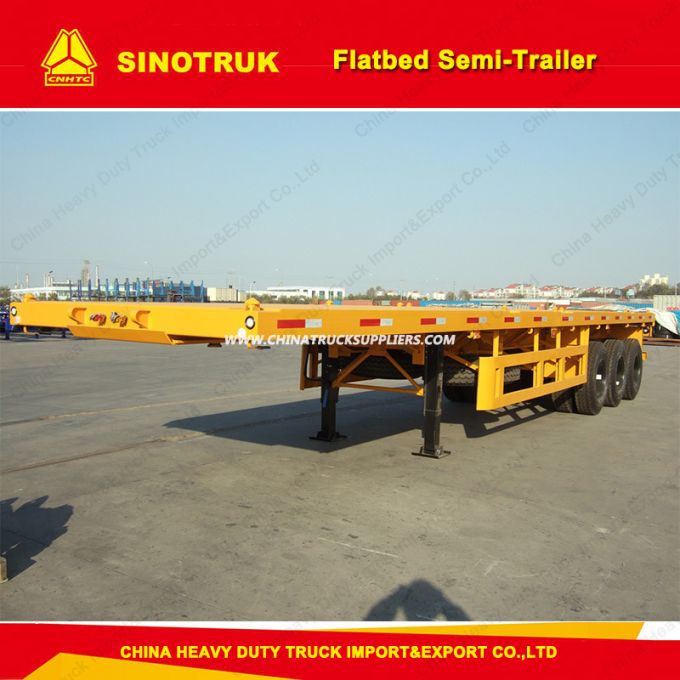 3 Axle 40 Feet Flatbed Container Semi Truck Trailer with Air Suspension 