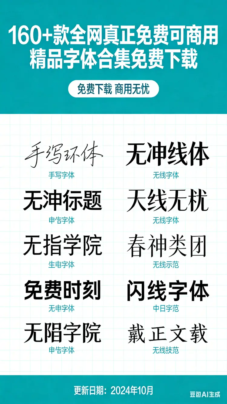 160+款全网真正免费可商用精品字体合集免费下载图片 1