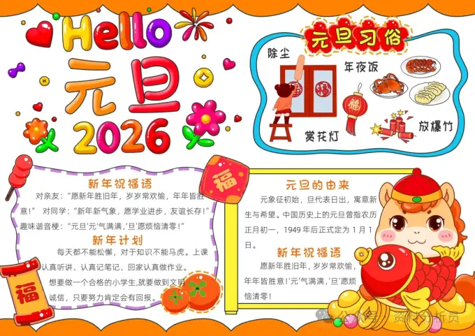 2026马年春节手抄报模板20套Word可编辑打印图片 3