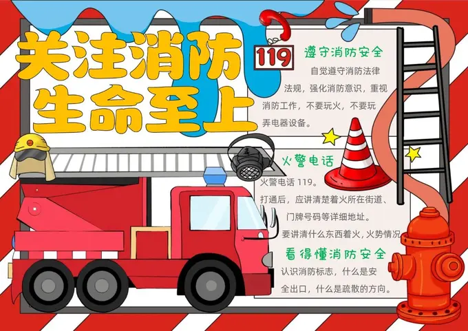 150张高清消防安全手抄报模板，高清可打印图片 4