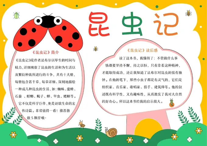 25张高清昆虫记读书分享手抄报模板，高清可打印图片 2