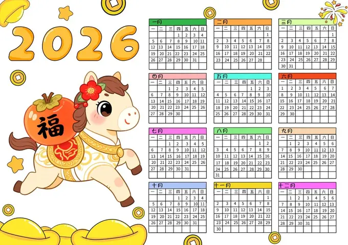 10套2026马年日历手抄报模板，高清可打印图片 2