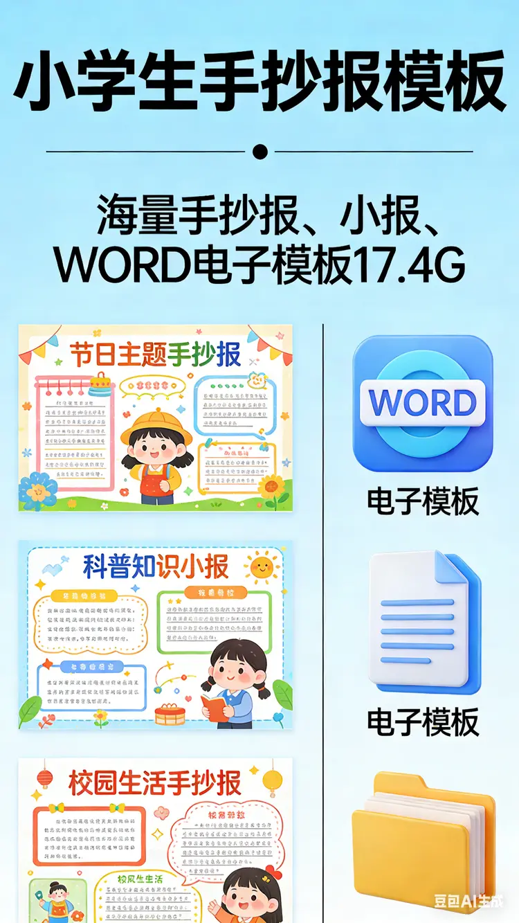 《小学生手抄报模板》合集 / 海量手抄报、小报、WORD电子模板图片 1