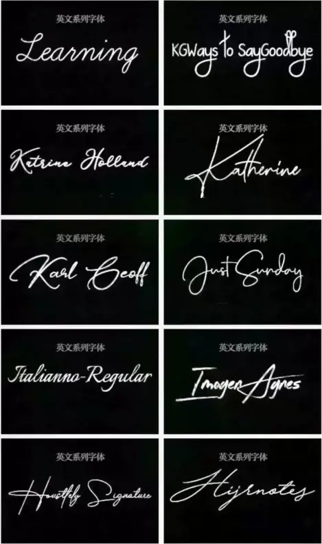 160款英文字体PS英文字体Procreate字体 飘逸手写英文字体图片 3