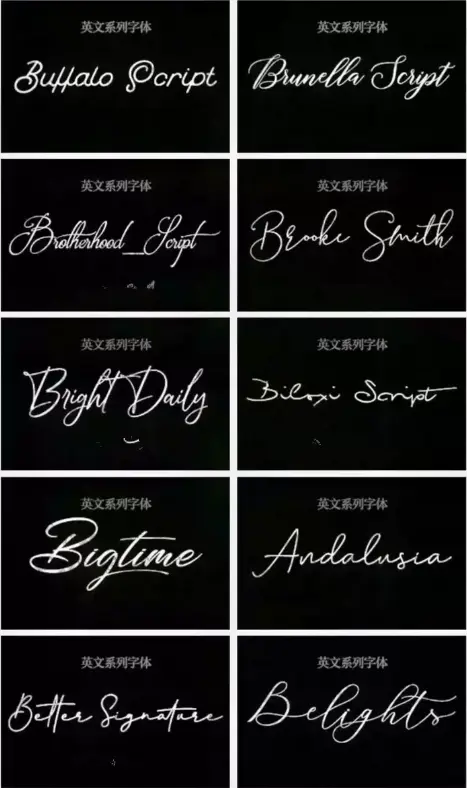 160款英文字体PS英文字体Procreate字体 飘逸手写英文字体图片 4