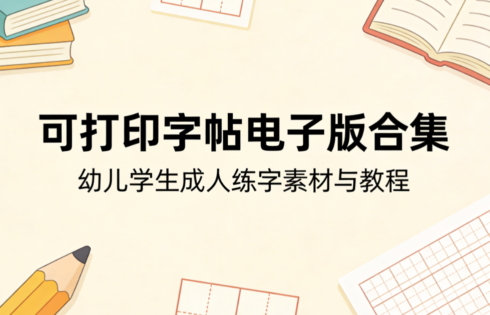 可打印字帖电子版合集 幼儿学生成人练字素材与教程