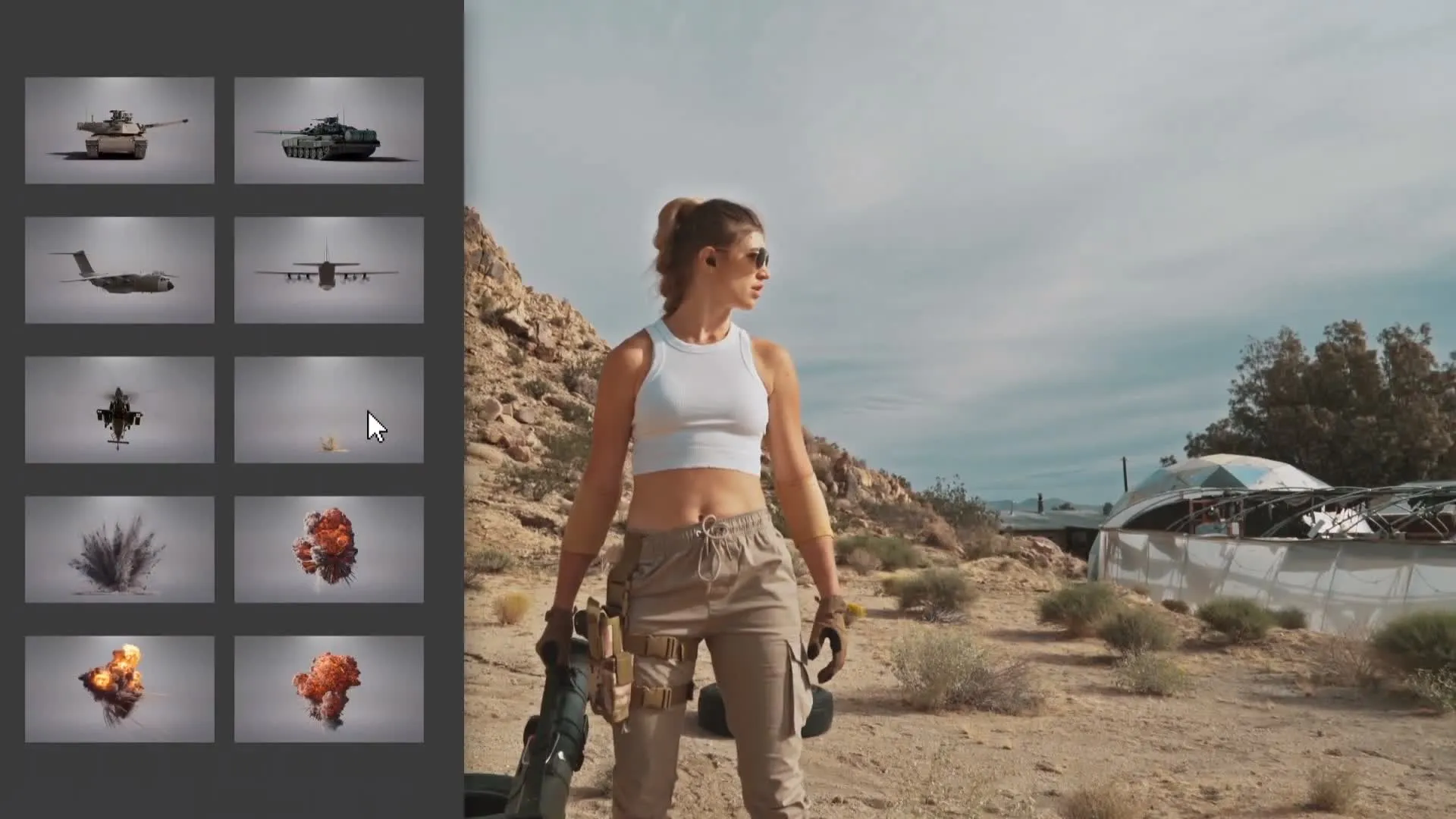 4K战争特效视频素材战斗机直升机坦克装备导弹炮击图片 3