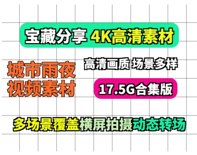 17.5G城市雨夜夜景走拍横版短视频素材免费下载