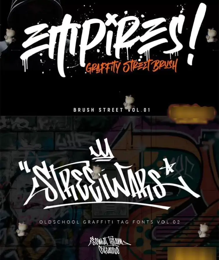 50款街头涂鸦手绘风格英文字体合集图片 3