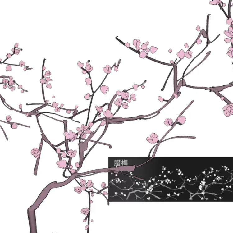 25支可商用国风梅花枝叶procreate笔刷素材图片 4