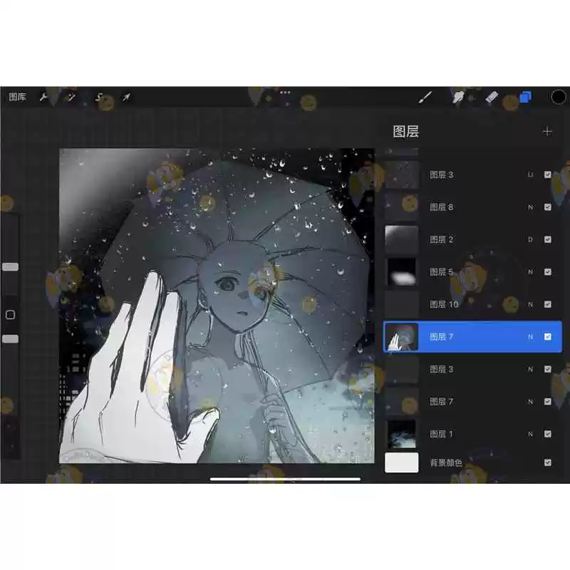 下雨水滴 procreate雨幕笔刷 可商用绘画设计素材图片 2