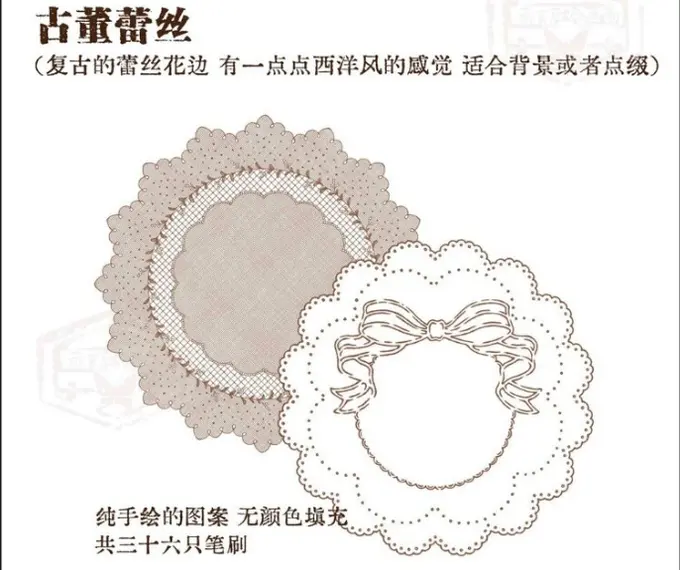 90支蕾丝背景PS+Procreate笔刷可爱花纹漫画板绘素材可商用图片 2