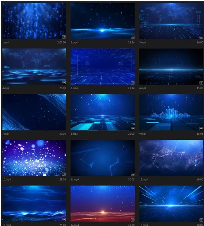 50个唯美蓝色科技粒子大屏幕背景视频素材图片 2