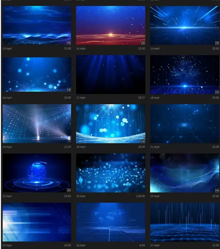 50个唯美蓝色科技粒子大屏幕背景视频素材图片 3