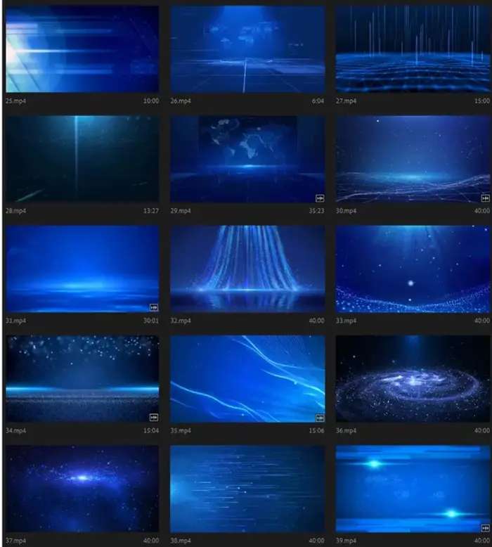 50个唯美蓝色科技粒子大屏幕背景视频素材图片 4