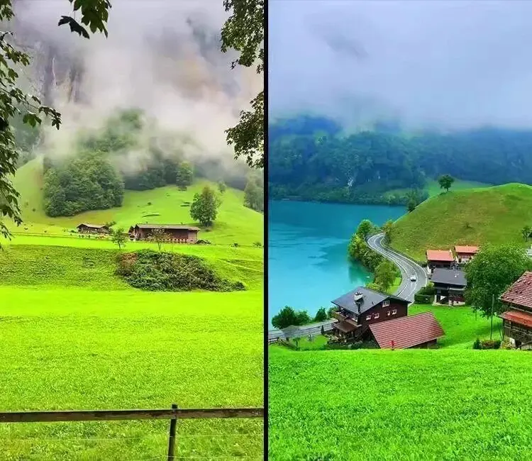 628款瑞士乡村山川小镇风景视频竖屏素材 第4张