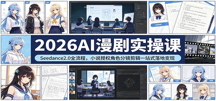 2026AI漫剧实操课：Seedance2.0全流程，小说授权角色分镜剪辑